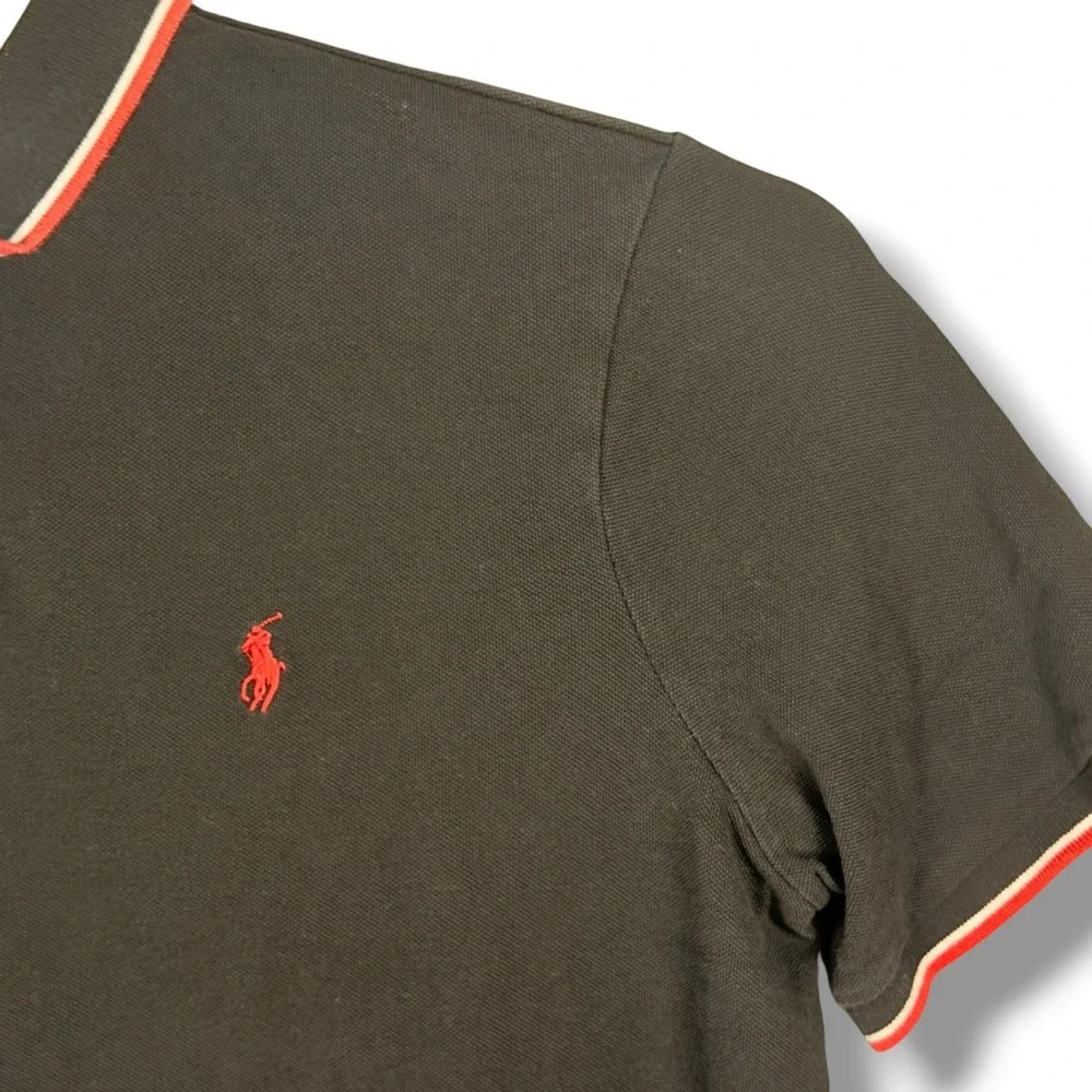 Polo Ralph Lauren Polo Shirt Mens L Black Classic Fit Cotton Contrast Trim Pony